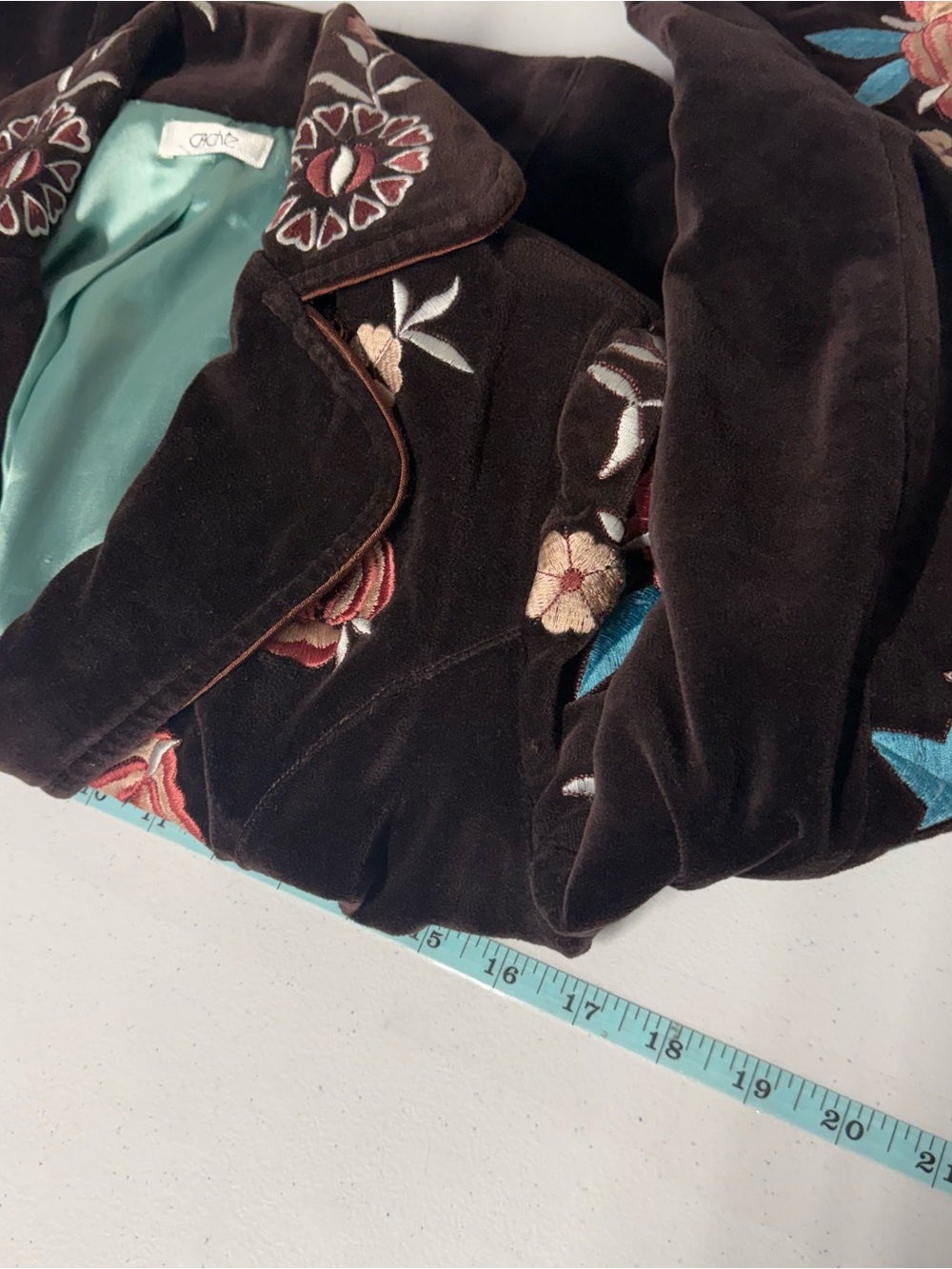 Cach’e Velvet embroidered Brown blazer Size 2 Y2K Bohemian Hippie Artsy - Picture 2 of 12